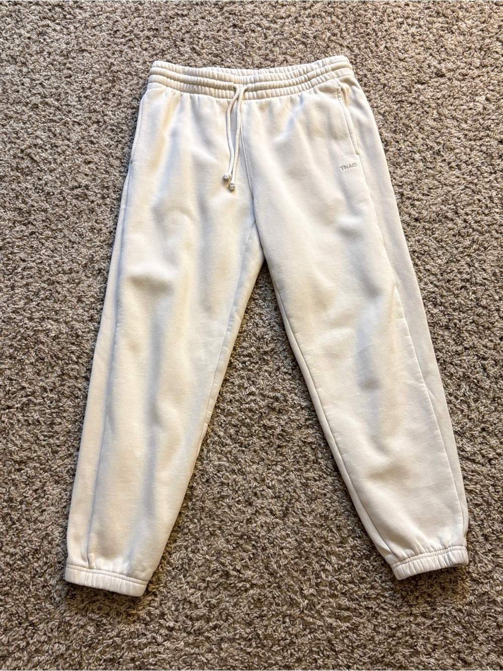Aritzia TNA Sweatfleece Cozy Fleece Women's Cream Sweatpants Size Medium
